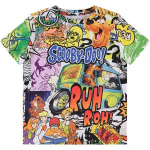 Boys Scooby Doo Throwback Shirt - Scooby Doo, Shaggy, Velma Tee - Sublimated Allover T-Shirt - 1 of 4