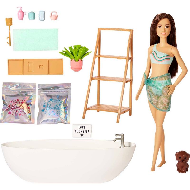 Barbie Doll &#38; Bathtub Playset - Confetti Soap &#38; Accessories - Brunette, 1 of 8