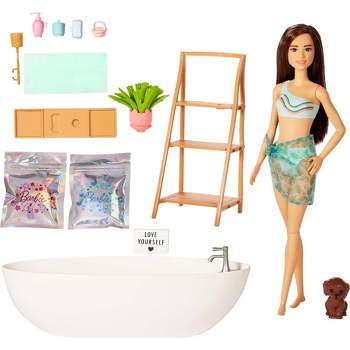 Barbie Doll & Bathtub Playset - Confetti Soap & Accessories - Brunette
