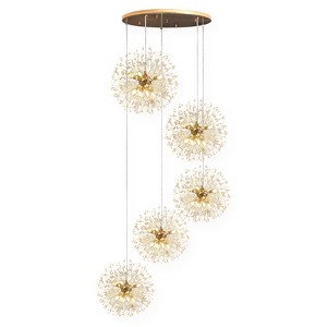 LLHZSY 40-Lights Modern Glam Globe Crystal Chandelier - 5-Globes - Gold - 1 of 4