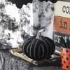 NAYSAYE Party Decoration and Accessories Fabric Pumpkin Figurine with Stripe Motif for Holiday Halloween Tabletop, Black and White, 7"*7"*7" - 3 of 4