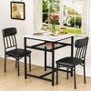 Hooseng 3 Piece Bar Table Set, Kitchen Table Set with Storage Shelves for 2, Bar Table and Chairs Set with PU Upholstered Stools and Marble Table Top - 2 of 4