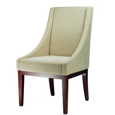 Elegant Transitional Sloping Armchair in Natural Cream with Cherry Mahogany Legs