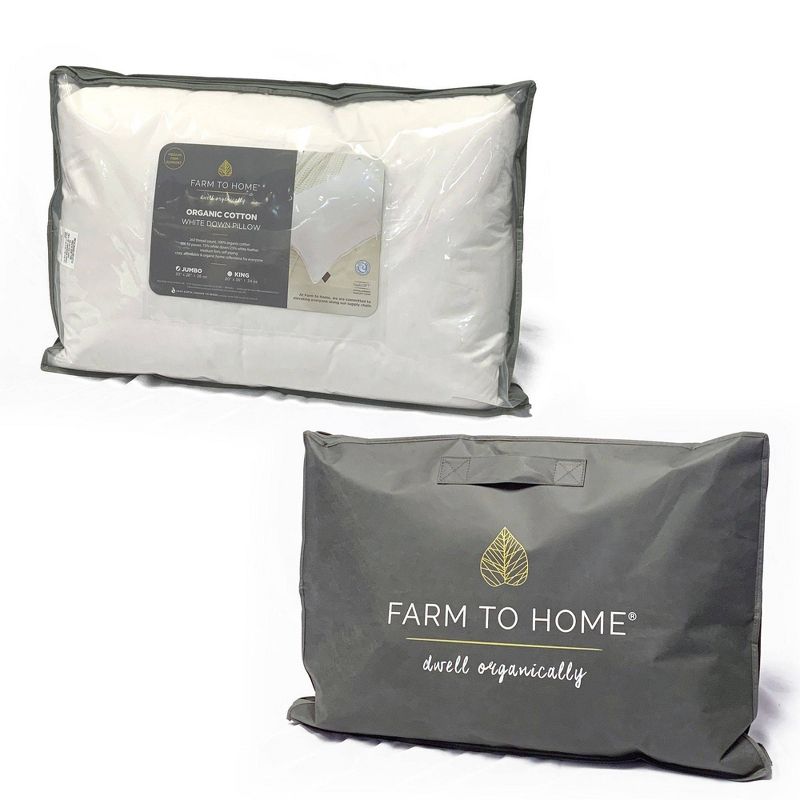 Farm To Home 100% Organic Cotton Medium Firm White Down Bed Pillow, 4 of 6