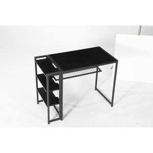 Folding Desk Writing Computer Desk with Storage Shelf,Spaces Saving Writing Sturdy Table No Assembly,for for Bedroom,Home Office,Dorm,Apartment - 1 of 1