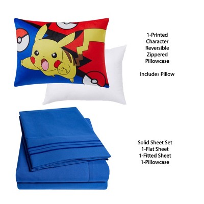 Kids' Pokemon Pikachu Pillow with Bonus Solid Sheet Set