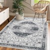 5x7 Washable Area Rug for Farmhouse, Dorm, Home Study, Low Pile, Stain-Resistant, Non-Slip Baby Room Carpet, Vintage Soft Distressed Dining Rug, Gray - 4 of 4