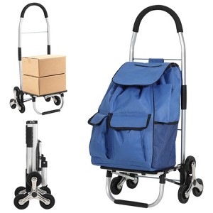 2 in 1 Folding Shopping Cart, 176LBS Load Capacity Stair Climbing Cart, Portable Hand Truck Dolly with 36L Removable Bag for Shopping Laundry - 1 of 4