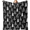 Black Christmas Tree Flannel Throw Blanket, Xmas Pine Trees Snowflake Birthday Gifts for Kids Men Women, Winter Holiday Soft Blankets. - 2 of 4