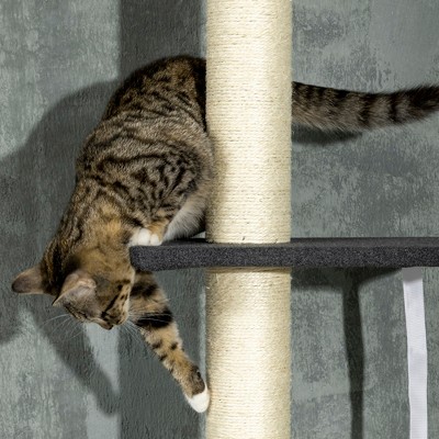 Adjustable Black and Cream Sisal 5-Tier Cat Climbing Tower