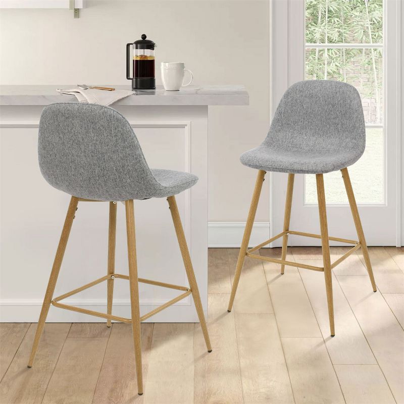 26" Spoon Upholstered Counter Stools  Metal Leg  (Set Of 2) -Maison Boucle, 1 of 11