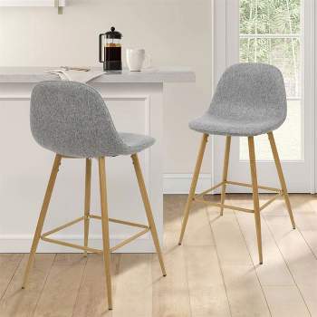 26" Spoon Upholstered Counter Stools  Metal Leg  (Set Of 2) -Maison Boucle