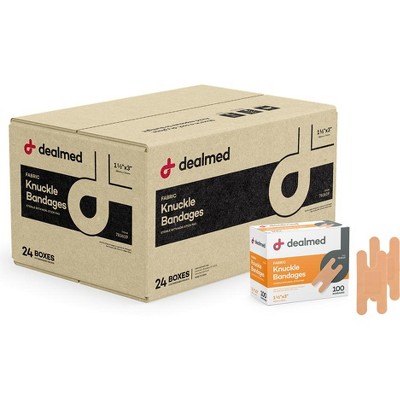 Dealmed Fabric Knuckle Bandages with Non-Stick Pad, Sterile, Latex Free Wound Care, 1.5" x 3"