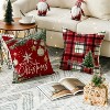 Merry Christmas Trees Snowflake Star Throw Pillow Covers, 18 x 18 Inch Xmas Balls Red Polka Dot Plaid Seasonal - 2 of 4