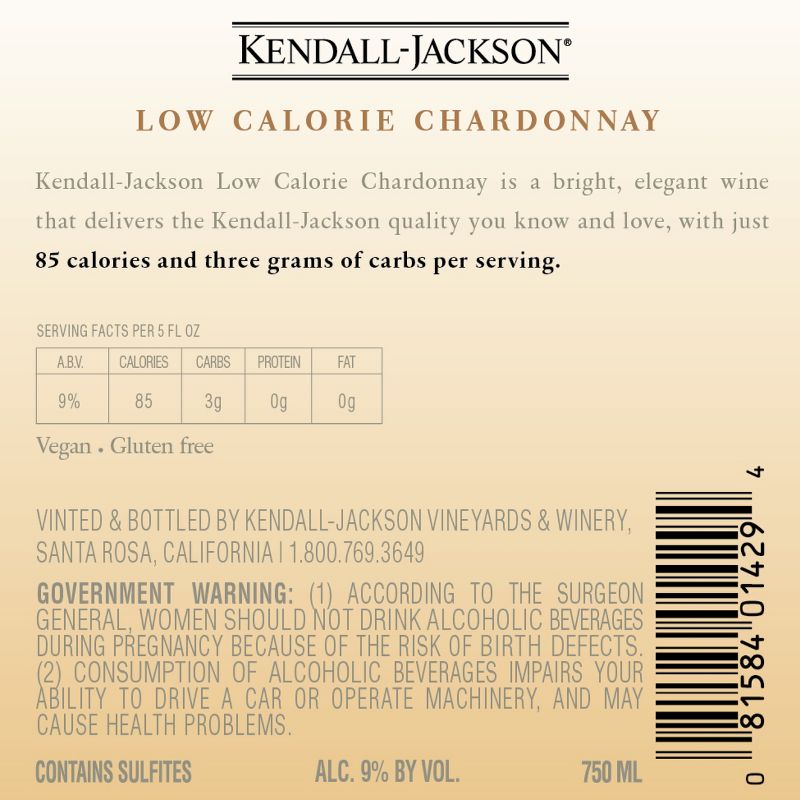 Kendall-Jackson Low-Calorie Chardonnay White Wine - 750ml Bottle, 3 of 6