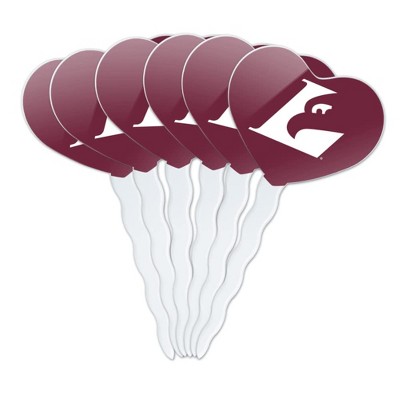 University of Wisconsin - La Crosse University Primary Logo Heart Love Cupcake Picks Toppers Decoration Set of 6