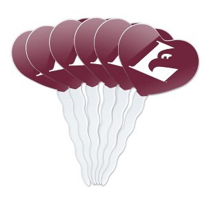 NCAA University of Wisconsin - La Crosse University Primary Logo Heart Love Cupcake Picks Toppers Decoration Set of 6 - 1 of 4