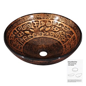Yescom Tempered Glass Round Vessel Sink Antique Totem Above Counter Bathroom Vanity Bowl Basin - 1 of 4