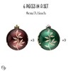 6pc Majestic Gold Glittered Floral Bauble Christmas Ornament Set, Maroon and Green Round Tree Balls| OrnamentallyYou - 4 of 4