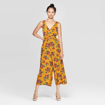 target yellow floral jumpsuit