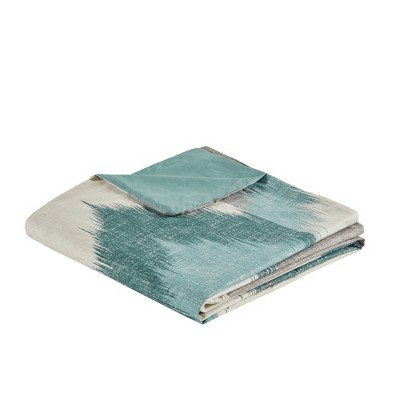 Aqua Ikat Chevron Cotton Full/Queen Duvet Cover Set