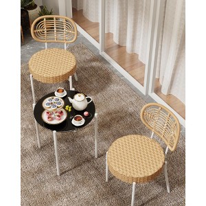 3 Piece Patio Bistro Set, Outdoor Wicker Chairs with Table, Rattan Patio Furniture Set for Outdoor, Patio, Deck, Backyard - 1 of 4
