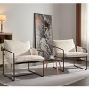 Set of 2 Modern Upholstered Armchairs, Hanging Fabric Lounge Chairs with Metal Legs and Arm Pockets for Living Room or Bedroom – Cuddlewood - 3 of 4