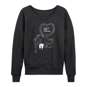 Women's - Disney Villains - Read My Body Language Ursula Lightweight French Terry Wide Neck Long Sleeve Shirt - 1 of 4