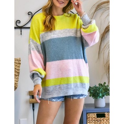 Women's STRIPED CREWNECK SWEATER - ADORA