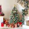 Pre-Lit Flocked Christmas Tree with Pine Cones, PVC Branches & Metal Hinged Base for Home, Office, or Holiday Party Decor - 3 of 4