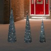 Northlight LED Lighted Snowy Rattan Christmas Cone Tree Decorations - 3.25' - Set of 3 - 2 of 4