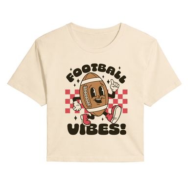 Women's Instant Message Football Vibes Cropped Graphic T-Shirt