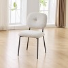 Modern Armless Dining Chairs Set of 2, White Upholstered Accent Chairs with Padded Seat and Black Metal Legs for Kitchen or Dining Room-Maison Boucle - 2 of 4