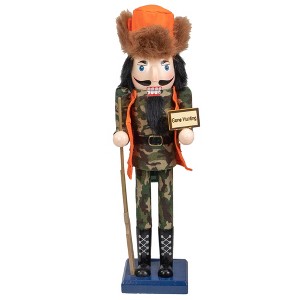 Northlight 15" Orange and Green "Gone Hunting" Christmas Nutcracker in Camouflage - 1 of 4