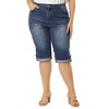 Agnes Orinda Women's Plus Size Mid-Rise Curvy Skinny Stretch Denim Jean Capri - 2 of 4