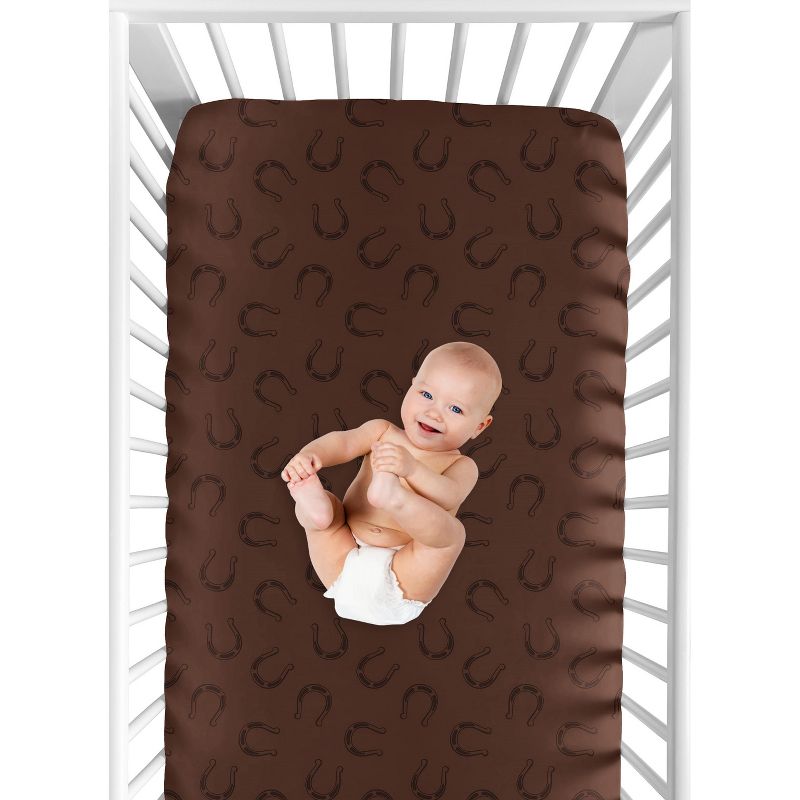 Sweet Jojo Designs Boy Baby Fitted Crib Sheet Wild West Cowboy Brown, 4 of 7