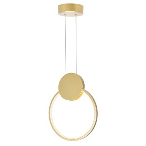 CWI Lighting Pulley 10 in LED Satin Gold Mini Pendant - 1 of 4