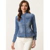 INSPIRE CHIC Women's Button Front Stand Collar Long Sleeve Jean Jackets with Pockets - 4 of 4