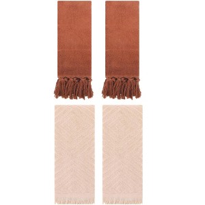 REGALWOVEN 4 Packs Cotton Soft and Absorbent Bathroom Turkish Hand Towels with tassel - 1 of 4