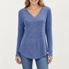 Anna-Kaci Women's Long Sleeve V-Neck Knit Top with Curved Hem and Relaxed Fit - 3 of 4