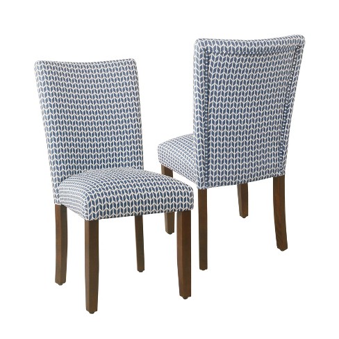 Set of 2 Parson Dining Chair Blue Geometric HomePop