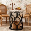 Gulches Industrial Round End Table, Grey Small Side Table with Metal Hollow Frame,Easy Assembly Nightstand for Living Room Bedroom - 3 of 4