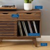Modway Render Record Display Stand – Mid-Century Vinyl Record Cabinet with Slatted Storage and Tapered Legs in Walnut Finish - 2 of 4