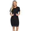 Women's Casual Short Sleeve Solid Color Pullover Hooded Tunic Dress with Kangaroo Pocket - 2 of 4