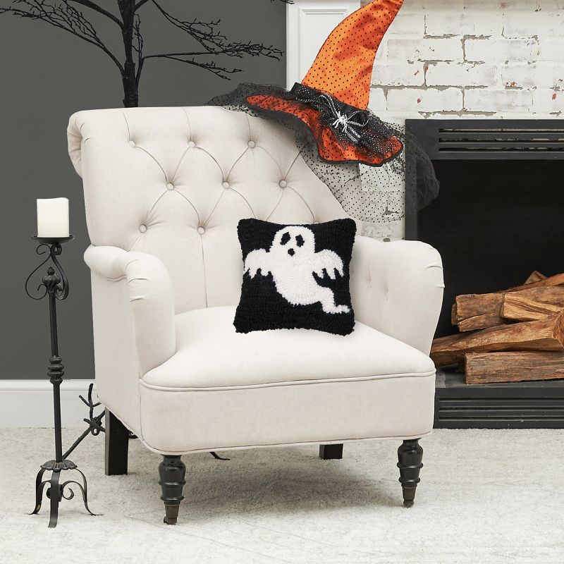 C&F Home 8" x 8" Spooky Ghost Hooked Petite Halloween Throw Pillow, 5 of 7