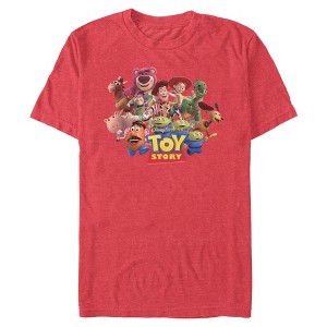 Toy Story Mens Character Logo Scene Short Sleeve T Shirt - Red