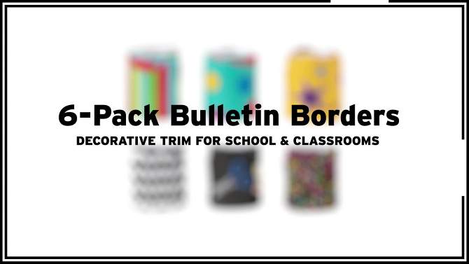 Juvale 234 Feet of Scalloped Bulletin Board Borders for Classroom Decor - 6 Assorted Designs for School Chalkboards, 78 Pieces, 2 of 11, play video