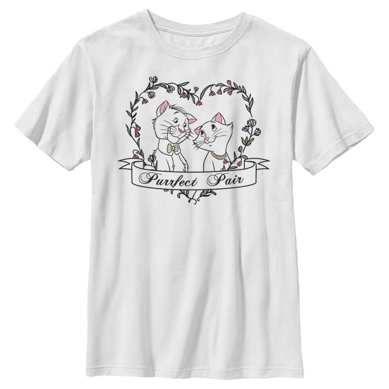 Boy's Aristocats Thomas and Duchess Purrfect Pair Heart T-Shirt, 1 of 5