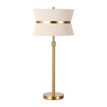 Mika 20-26 Inch Rope/Metal Extendable Table Lamp - Bleached Natural/Brass Gold - Safavieh.