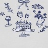 Rerun Island Women's Cake Wine Flowers Croissant Short Sleeve Graphic Cotton Cropped Loose T-shirt - Bright White L - 2 of 4